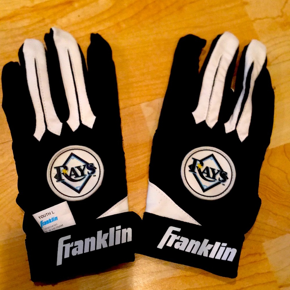 $5 final offer Youth large Franklin black/white Rays baseball gloves